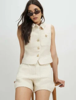 Bouclé Collared Button Detail Waistcoat