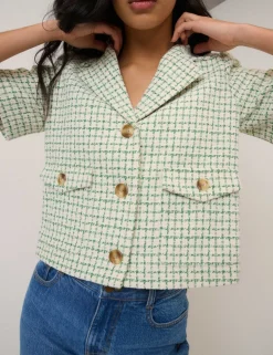 Boucle Collared Short Sleeve Jacket
