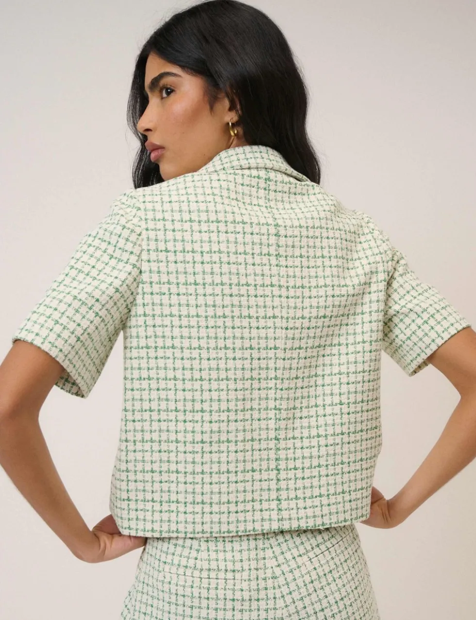 Boucle Collared Short Sleeve Jacket