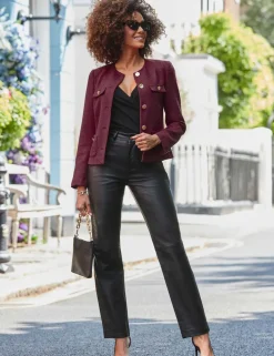 Boucle Textured Collarless Jacket