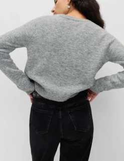 Bow Detail Cropped Cardigan With Wool