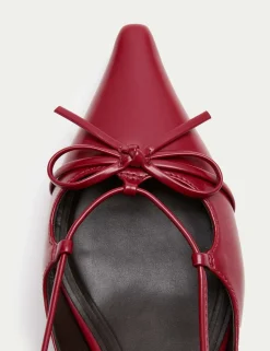 Bow Kitten Heel Pointed Slingback Shoes