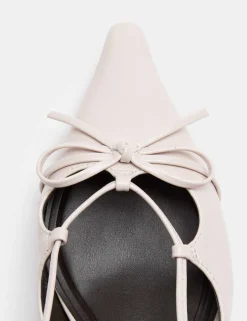 Bow Kitten Heel Pointed Slingback Shoes