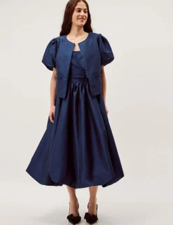 Bow Pocket Puff Sleeve Jacket