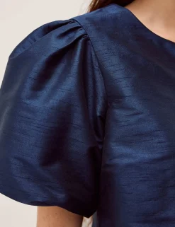 Bow Pocket Puff Sleeve Jacket