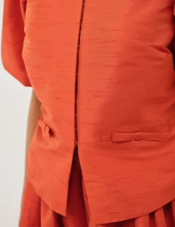Bow Pocket Puff Sleeve Jacket