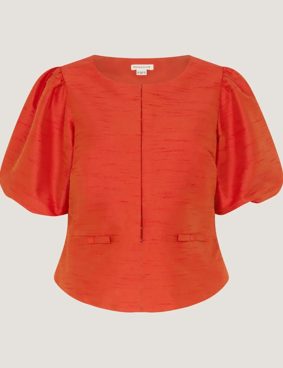 Bow Pocket Puff Sleeve Jacket