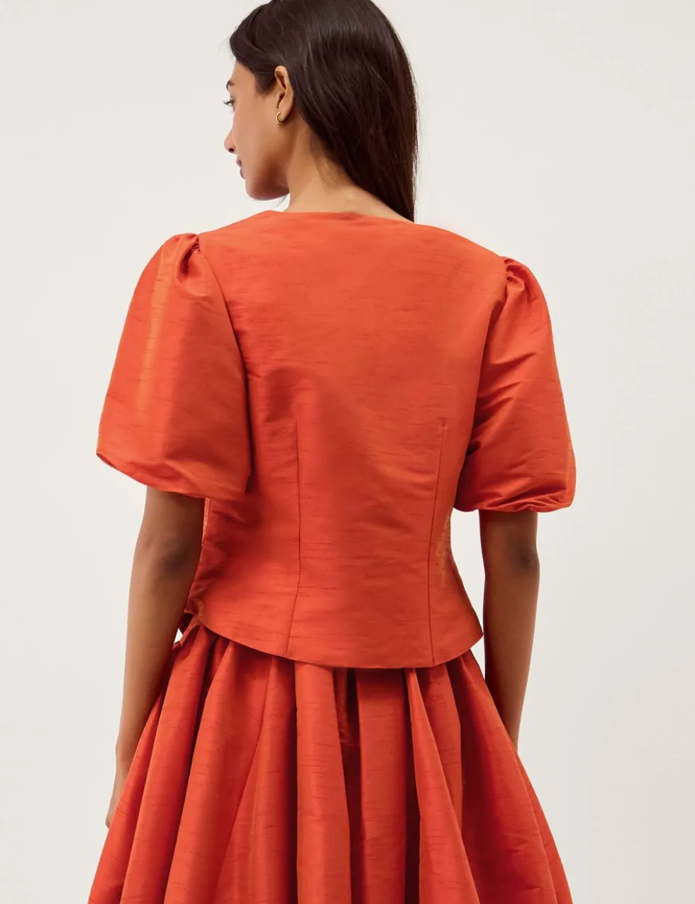 Bow Pocket Puff Sleeve Jacket