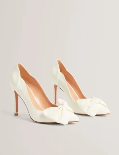 Bow Slip On Stiletto Heel Pointed Court Shoes