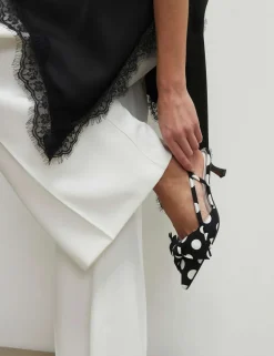 Bow Spot Slingback Pointed Court Heels