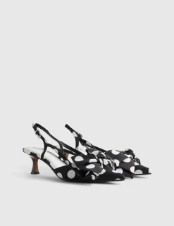 Bow Spot Slingback Pointed Court Heels