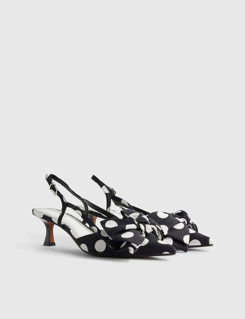 Bow Spot Slingback Pointed Court Heels