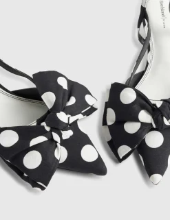 Bow Spot Slingback Pointed Court Heels