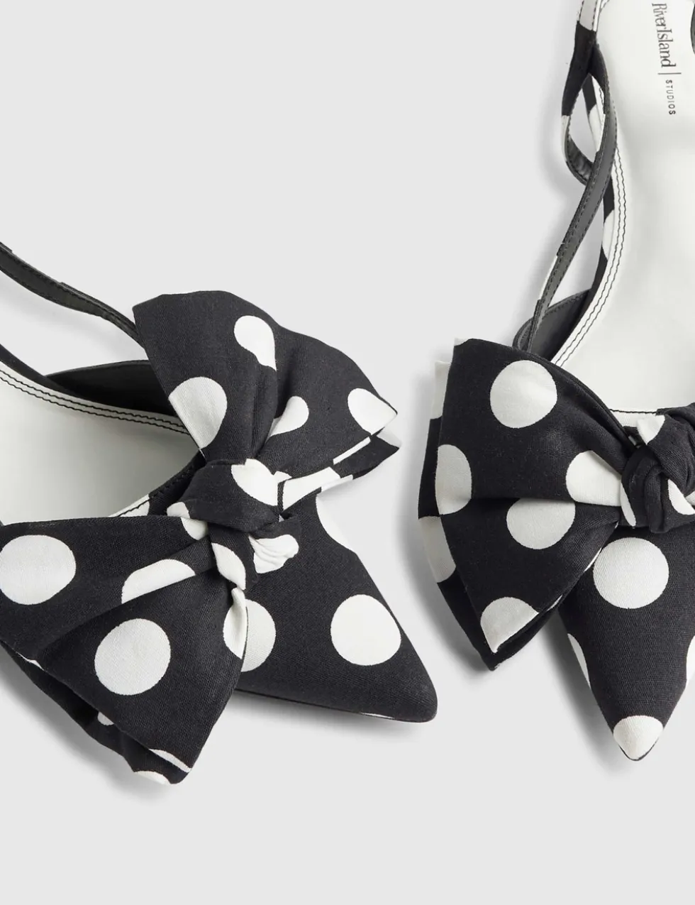 Bow Spot Slingback Pointed Court Heels