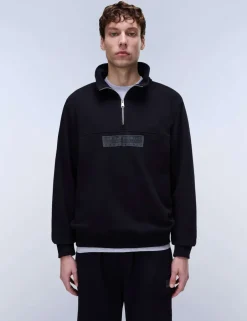 Box Logo Cotton Rich Half Zip Sweatshirt