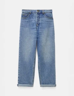Boyfriend Mid Rise Cropped Turn Up Jeans