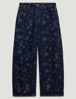 Bree Mid Rise Printed Barrel Cropped Jeans