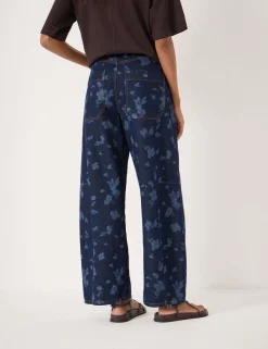 Bree Mid Rise Printed Barrel Cropped Jeans