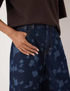 Bree Mid Rise Printed Barrel Cropped Jeans
