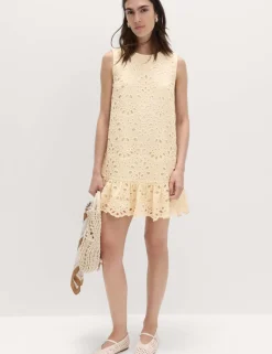 Broderie Cutwork Detail Mini Shift Dress