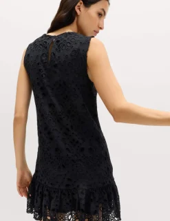 Broderie Cutwork Detail Mini Shift Dress