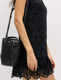 Broderie Cutwork Detail Mini Shift Dress