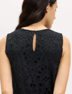 Broderie Cutwork Detail Mini Shift Dress