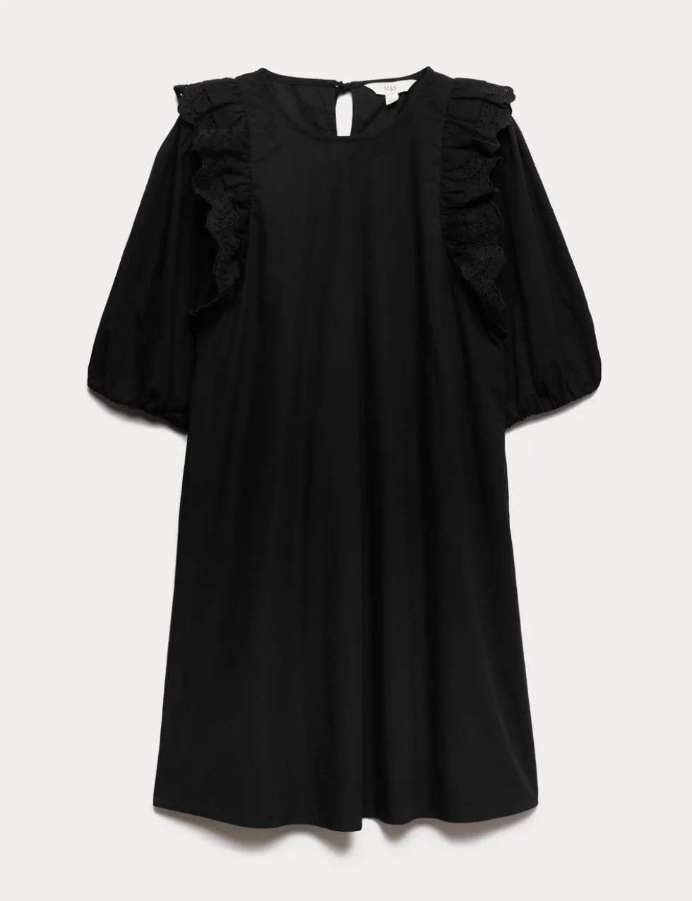 Broderie Frill Sleeve Mini Relaxed Dress