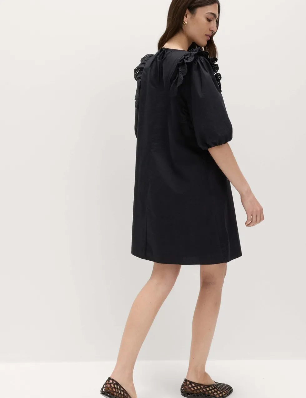 Broderie Frill Sleeve Mini Relaxed Dress