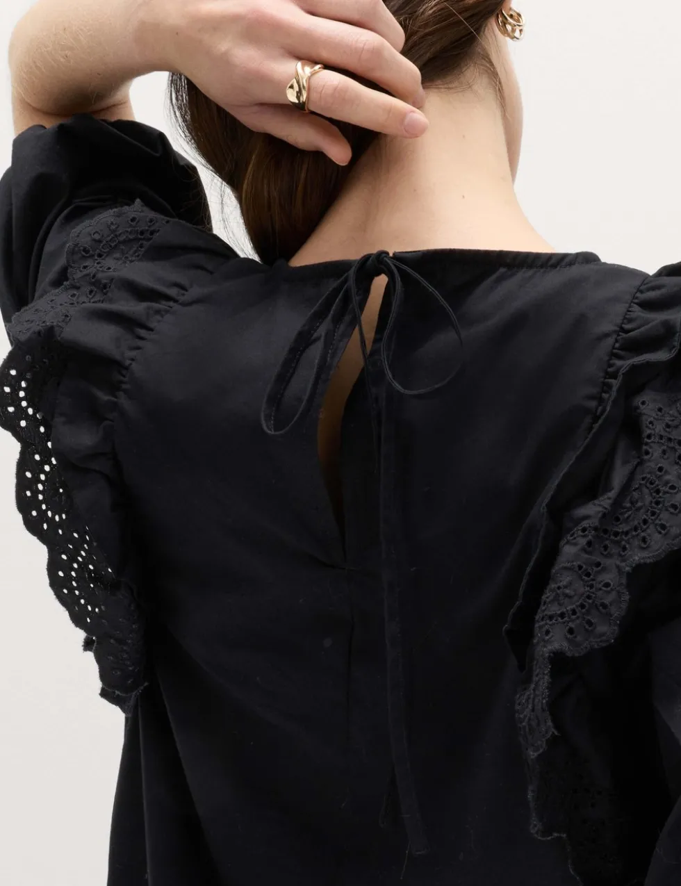 Broderie Frill Sleeve Mini Relaxed Dress