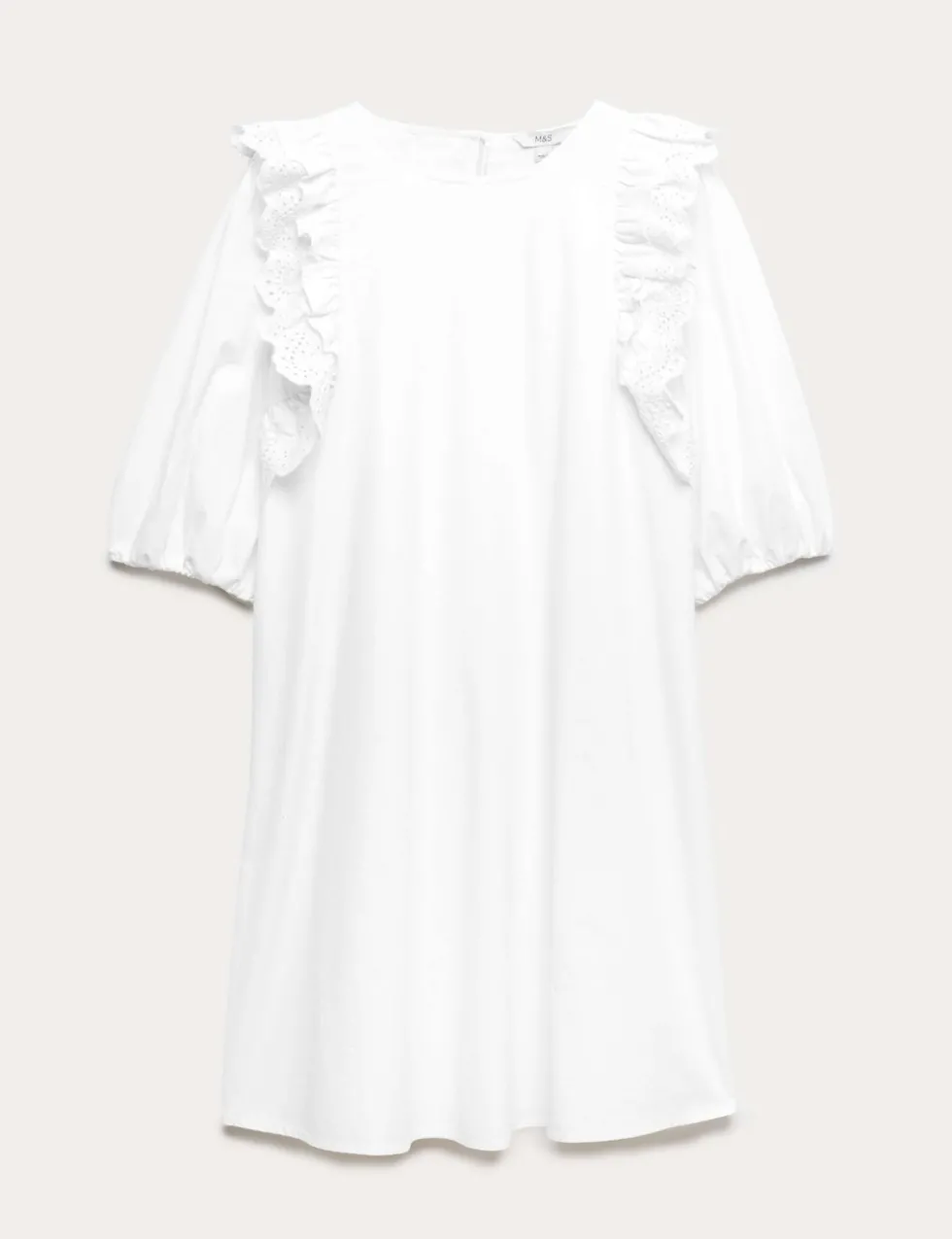 Broderie Frill Sleeve Mini Relaxed Dress