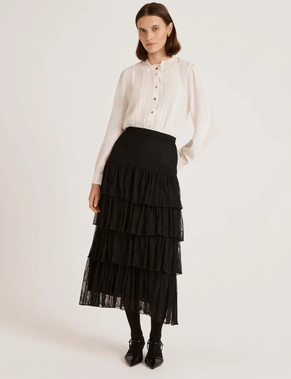 Broderie Midaxi Tiered Skirt