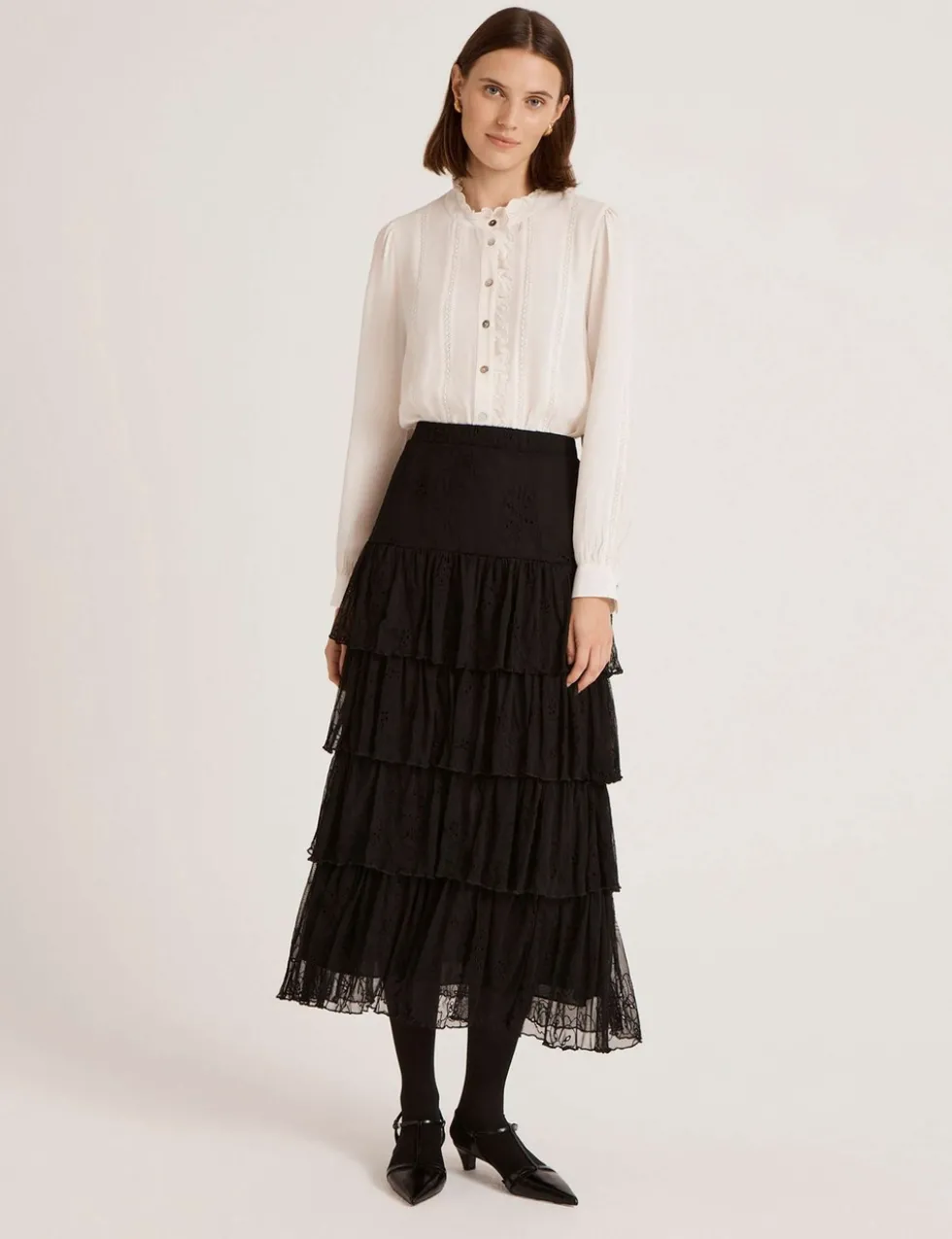 Broderie Midaxi Tiered Skirt
