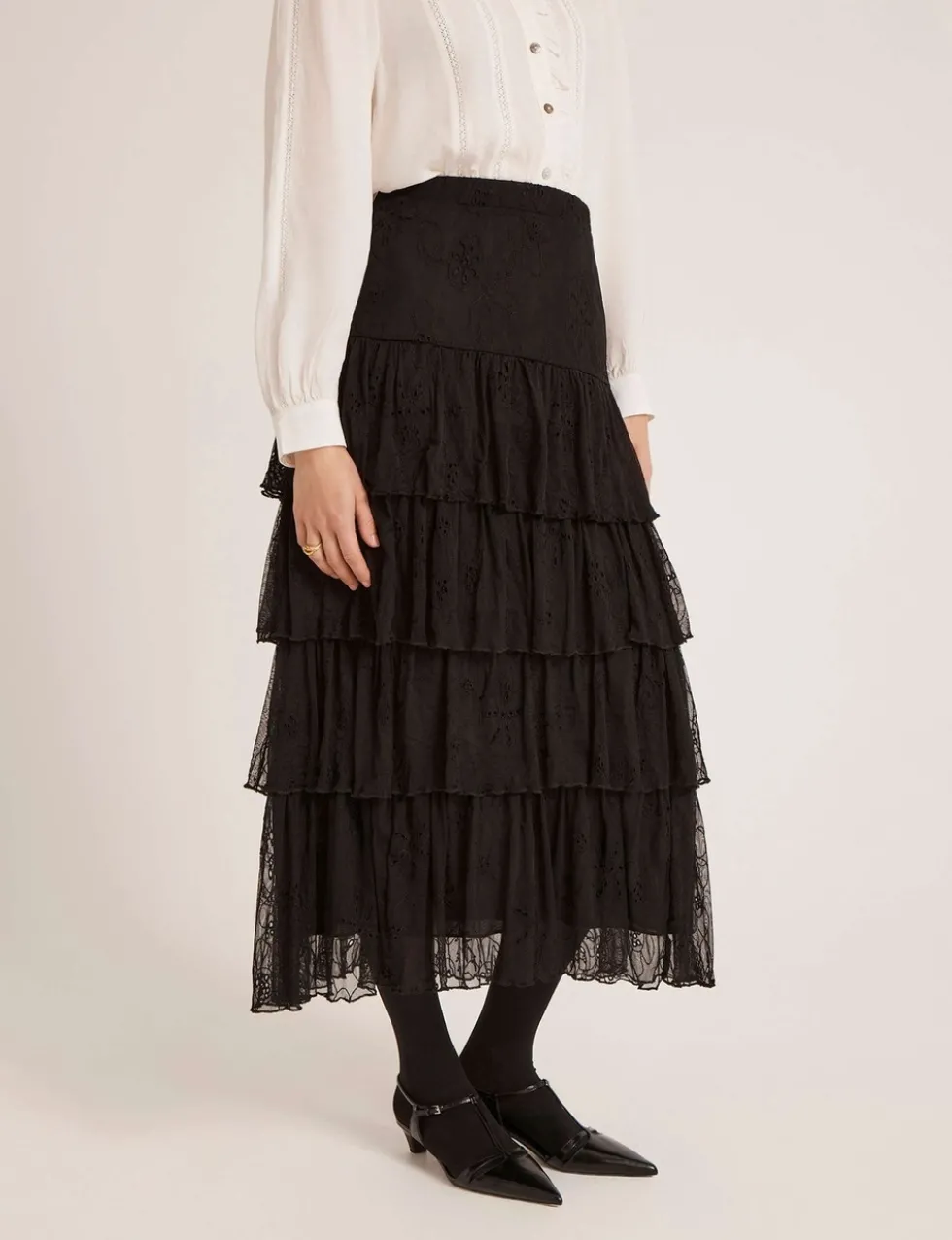 Broderie Midaxi Tiered Skirt