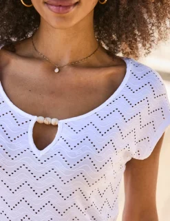 Broderie Scoop Neck Top
