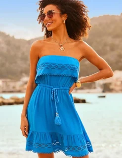 Broderie Tie Waist Mini Beach Dress
