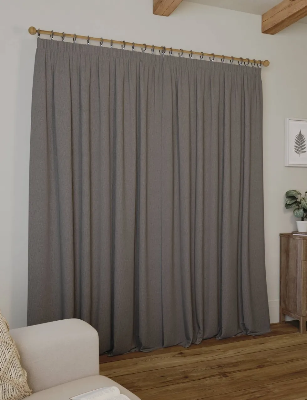 Brushed Pencil Pleat Blackout Thermal Curtains