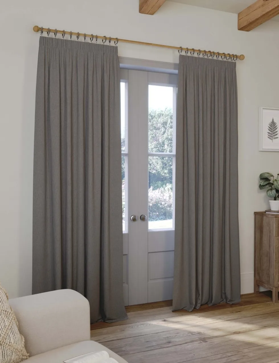 Brushed Pencil Pleat Blackout Thermal Curtains