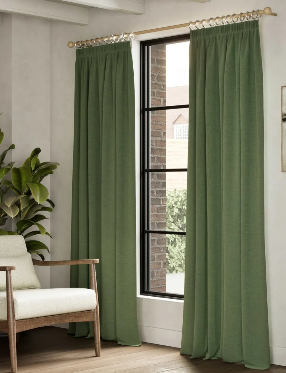 Brushed Pencil Pleat Blackout Thermal Curtains
