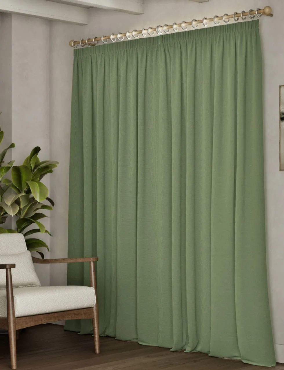 Brushed Pencil Pleat Blackout Thermal Curtains