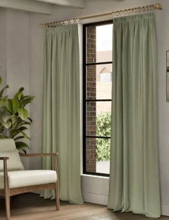 Brushed Pencil Pleat Blackout Ultra Thermal Curtains
