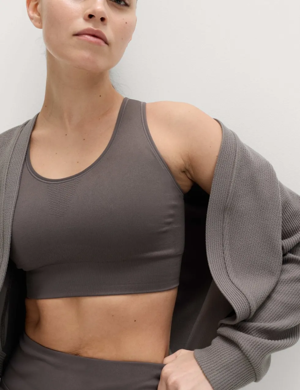 Brushed Ribbed Relaxed Shrug
