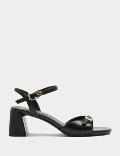 Buckle Ankle Strap Block Heel Sandals