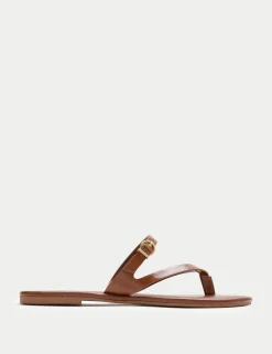 Buckle Flat Toe Loop Mule Sandals