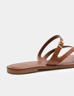 Buckle Flat Toe Loop Mule Sandals