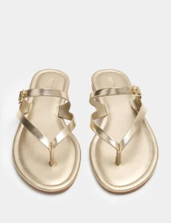 Buckle Flat Toe Loop Mule Sandals