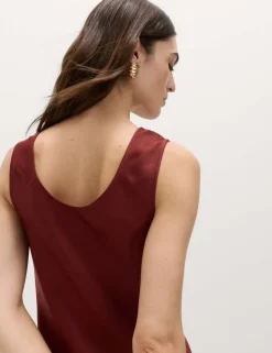 Built Up Satin Midi Column Dress