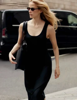 Built Up Satin Midi Column Dress