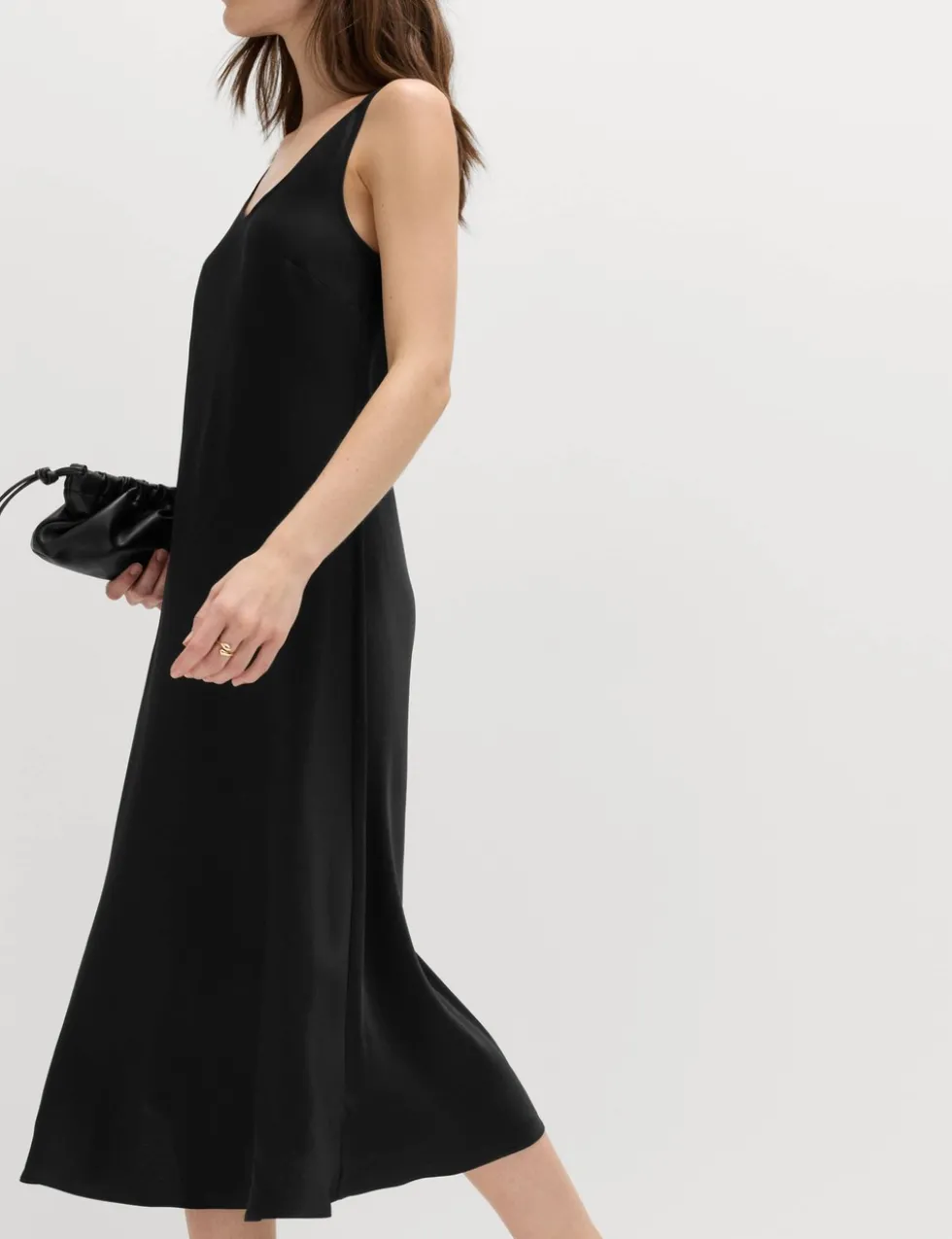 Built Up Satin Midi Column Dress
