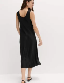 Built Up Satin Midi Column Dress